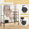 Rolling Clothes Drying Rack Adjustable Double Rods Garment Rack-Golden