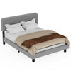 Double Size Upholstered Bed Frame w/ Sheep Plush Headboard，Wooden Slats Aytekbiy