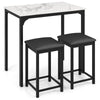 3-Piece Bar Table Set w/1 Table & 2 Upholstered Bar Stools