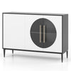 Modern Sideboard w/ Tempered Glass Door Kitchen Buffet Storage Cabinet w/3 Doors