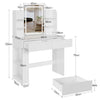 White Dressing Table Modern Makeup Desk with LED Mirror Vanity Table & 2 Drawers