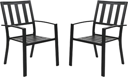 2 PCs Stackable Outdoor Garden Chairs Metal Chairs Heavy Duty, Black