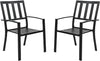 2 PCs Stackable Outdoor Garden Chairs Metal Chairs Heavy Duty, Black