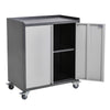 2 Doors Metal Office Filing Cabinet 2 Tier Shelf File Storage Cupboard on Wheels