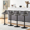 2x Faux Leather Bar Stools Grey Adjustable Gas Lift Swivel Kitchen Pub Chair