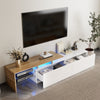 Modern TV Stand LED TV Unit Cabinet with Glass Shelves & 2 Drawers Storage White