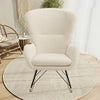 Creamy Style Lambswool Upholstered Teddy Fabric Armchair Lazy Rocking Chair Sofa