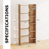 6-Tier Bookshelf Tall Freestanding Bookcase with Anti-Toppling Devices Natural
