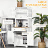 Kitchen Cupboard Storage Cabinet w/ Adjustable Shelves, Cable Management, White