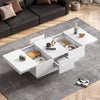Coffee Table with Hidden Storage and 2 Drawers High Gloss White for Living Room