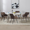 2 Pcs Brown Dining Chairs Faux Leather Office Chair Dining Room Furniture Modern