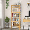 6 Tier Bamboo Bookshelf Bathroom Kitchen Storage Rack W/ Adjustable Shelf