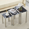Nest of 3 Black Clear Tempered Glass Side End Lamp Sofa Tables Nested Tables