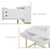 Dressing Table Makeup Desk with LED Light Mirror 2 Drawers Bedroom Vanity Desk