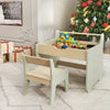 Kids Table and Chair Set w/ Storage and Paper Roll Holder-Green