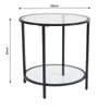 2 Tier Round Glass Coffee Table Living Room Sofa Side Table Steel Leg Furniture