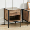 Bedroom Bedside Table Mini Side Table with Drawer Wooden Metal Frame Night Table