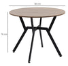 Space Saving Vintage Round Kitchen Coffee Dining Table Brown Top Black Metal Leg
