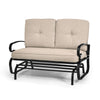 120CM 2 Seats Outdoor Swing Glider Chair Garden Patio Loveseat w/Cushions Beige