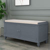 Wooden Shoe Storage Bench with Seat Cushion Shelf Cabinet Organizer with 2 Doors