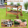 Kids Movable Mud Kitchen Outdoor Mud Kitchen Playset w/ 2 Rolling Wheels