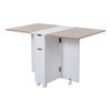 Rolling Drop Leaf Dining Table W.4 Stools Wooden Folding Kitchen Expandable Desk