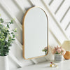 Gold Curved Arch Metal Frame Mirror Wall Vanity Hang Entryway Bathroom