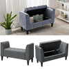 Upholstered Flip Foot Rest Storage Ottoman Window Seat End Stool PU/Velvet/Linen