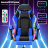 Gaming Chair 12 RGB LED Lights Computer Office Chair Swivel Chair Footrest Blue