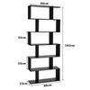 6-tier Bookcase Industrial S-Shaped Bookshelf Wooden Storage Display Rack