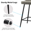 2 Pcs Grey PU Bar Stools Restaurant Bar Stools Soft Padded Seat Back Metal Legs