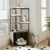 Indoor Wooden Kitten Tower Cat Tree with Litter Box Enclosure-Grey