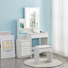 4 Drawer White Dressing Table Bedroom Wood Modern Mirror Dressing Desk Home New