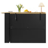 360° Rotating Bar Table Sideboard 138-204x39x104cm with 3 Drawers, Black-Natural