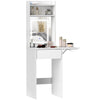Small Dressing Table with Mirror LED Lights Vanity Desk with Fold-up Panel White