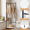 Large Metal Coat Stand Corner Garment Rack Clothes Rail Wall Hanging Shelf Hooks