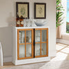 Sideboard Buffet Cabinet Bar Wine Cabinet Wood-Framed Glass Door Storage Cabinet