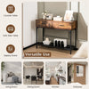 2 Tier Industrial Long Console Table Entryway Narrow Sofa Side Table 2 Drawers