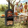Outdoor Pizza Oven Wood Fired Pizza Oven with Protective Cover-Black