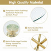 Round Clear Tempered Glass Dining Table Golden Chromed Legs Dining Room Kitchen