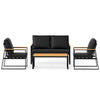 Metal Conversation Sofa Set Sectional Outdoor Seating-Black