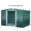 8 x 6FT Green Garden Sheds Outdoor Apex Roof Metal Shed Storage House Free Base