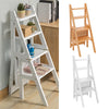 3-in-1 Wooden Stepladder Convertible Folding Step Stool Chair Display Rack Stand