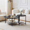 Round Coffee Table Set of 2 for Living Room Black Stacking Nesting Table