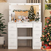 White Dressing Table with LED Lights Mirror 7 Drawers Vanity Makeup Desk Set NEW