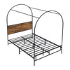 CANOPY BED FRAME METAL 4FT6 DOUBLE BED WITH HEADBOARD & HEAVY DUTY SLAT SUPPORT