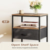 Narrow Side Table with USB & Power Outlets, 3-Tier Nightstand Drawer Rustic
