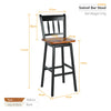 2X Swivel Height Bar Stools Solid Rubber Wood Dining Chairs w/ Footrest Backrest