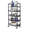 Metal Kitchen Trolley Shelving Rotating Storage Cart Mobile Shelving Rack Black
