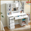 Dressing Table with LED Lights Mirror Glass Cabinet Drawers Vanity Makeup Desk